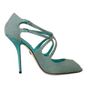 Dolce & Gabbana Blue Glittered Strappy Heels Sandals Women's Shoes